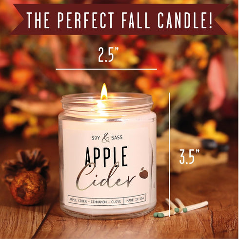 Apple Cider Candle, Fall Candles I Apple Cider, Cinnamon & Nutmeg - Infused with Essential Oils I Mulled Cider Fall Scented Candle (Soy) for Home ...