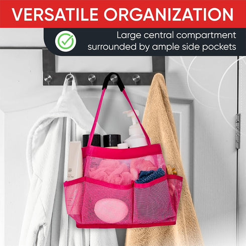 Masirs Mesh Shower Caddy Bag - (9 Pocket) Large Collapsible, Portable Bathroom Organizer for Travel, Gym, & Dorm - Easily Carry & Organize Bathroo...