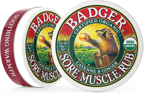 Badger - Sore Muscle Rub, Cayenne Pepper and Ginger, Organic Sore Muscle Rub, Warming Balm, Muscle Relief Balm, Warming Muscle Rub, Sore Muscle Ba...