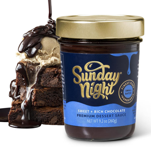 Sunday Night Founder’s Reserve Sweet + Rich Chocolate Sauce - Homemade Premium Chocolate, Brownie Flavor with Vanilla & Caramel, Luxurious Hot Fud...