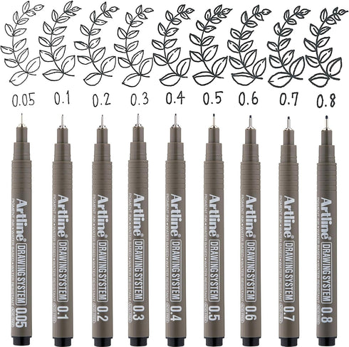 Artline Drawing System Pens, 0.2, 0.4, 0.6, 0.8 mm Writing Widths, Black, 4 Pack (EK-230-4PW2)...