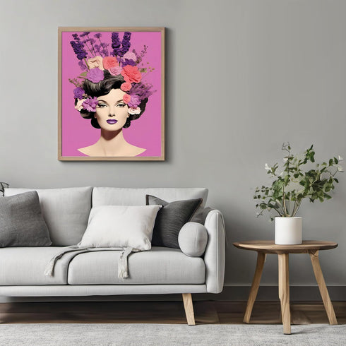Posterizer 1 pcs-vintage girly collage with pink and purple flowers-Retro Art-Abstract & Modern Art-Gift for Art Lovers-Gifts for Women- UNFRAMED ...