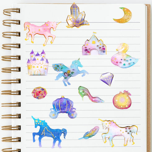 Cute Craft Stickers, Aesthetic Glitter, Tear-Resist, Waterproof Decals for Laptop, Water Bottle, Hydroflasks, Scapbooking, Planner Pack for Teens,...