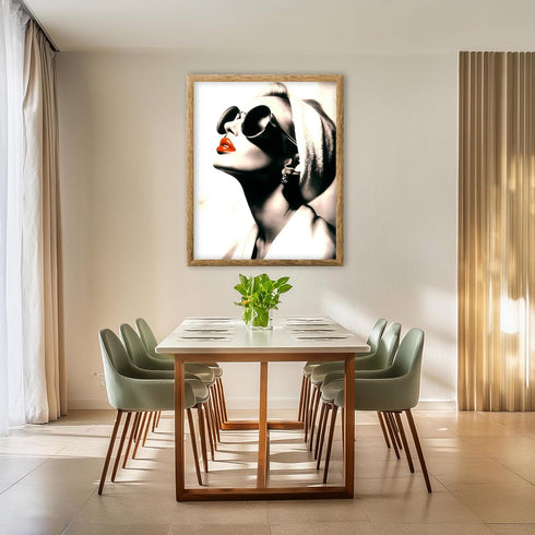 Posterizer 1 pcs-girly chic classic beauty-red lips and sunglasses 3-Photography Art Gift for Women, Fashionistas, Designer Fashion Fans Decor fo...