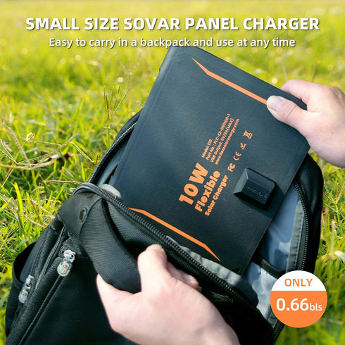 FlexSolar 10W Portable Solar Chargers 5V USB Small Power Emergency ETFE Panels Foldable IP67 Waterproof Camping Hiking Backpacking for Phones Fans...
