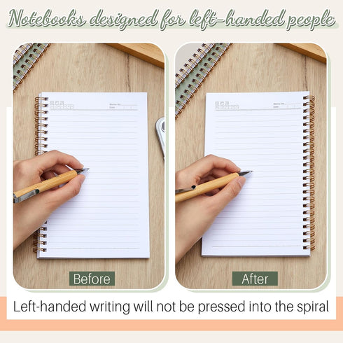 Lewtemi 3 Pieces Left Handed Notebook 8 x 5 Inch Lefty Spiral Notebooks Wire Bound Paper Left Handed Journal for School College Subject Office Wor...