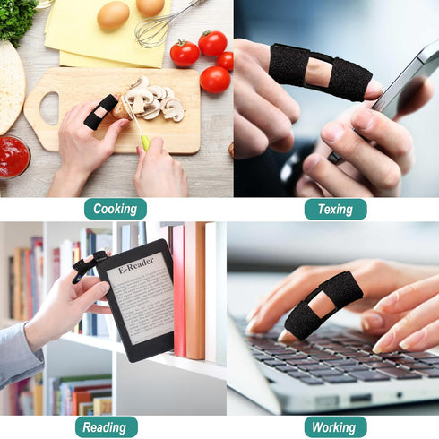 Trigger Finger Splint, 2pcs Finger Support Brace Mallet Finger Brace for Index, Middle, Ring Finger - Tendon Release & Pain Relief-Black...