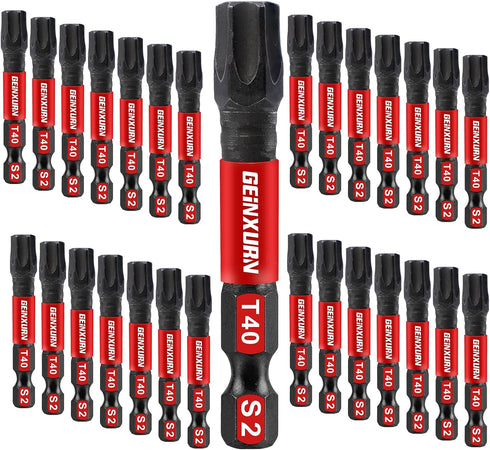 30Pieces T40 Impact Tough Magnetic Screwdriver Bit Set, 1 In. #40 Torx Head Power Bit Set, S2 Alloy Steel T40 Star Bit Set...