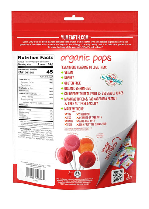 YumEarth Organic Lollipops, Assorted Flavors, 4.3 Ounce, 20 Lollipops - Allergy Friendly, Non GMO, Gluten Free, Vegan, (Packaging May Vary)...