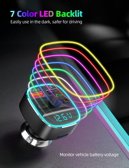Nulaxy Bluetooth FM Transmitter for Car,Bluetooth Car Adapter with Dual USB Charging Car Charger MP3 Player Support TF Card & USB Disk,Hands Free ...