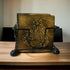 Wooden Tea Coffee Coasters Black Iron Metal Holder Storage-Centerpiece for Table-Home and Office Decor-Perfect, TW002, Brown...
