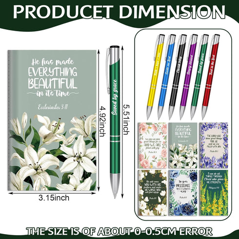 Geyee 24 Pcs Mini Motivational Pens Inspirational Notepads Bulk Appreciation Gifts Small Journals Funny Ballpoint Pen Set for Student School Prize...