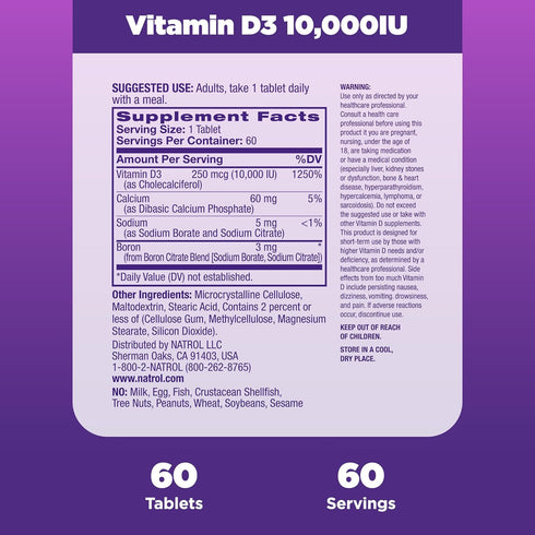 Natrol Vitamin D3 10,000 IU Tablets, Support Your Immune Health, 60 Count...