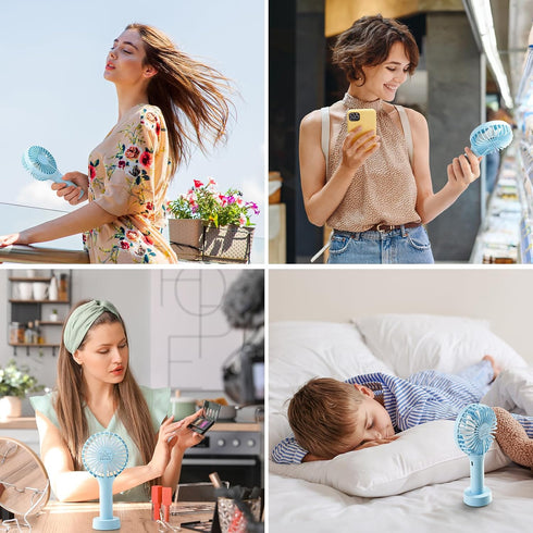 Mini Handheld Fan Portable, Small Portable Hand Held Fan with USB Rechargeable Battery, 3 Speed Personal Desk Table Fan with Base, Makeup Eyelash ...
