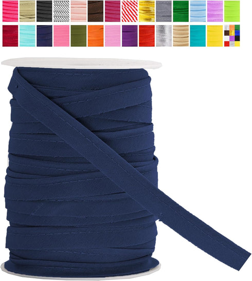 Mandala Crafts Navy Blue Maxi Piping Bias Tape with Welting Cord - 1/2 Inch Upholstery Piping Trim for Sewing, Cushions, Slipcovers, and DIY Decor...
