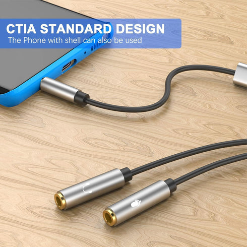 Headphone Splitter TRRS Headset Adapter Y Splitter Cable Stereo Male to 2 Female Separate Mic and Audio Compatible with PS4 Xbox One Laptop Phone ...