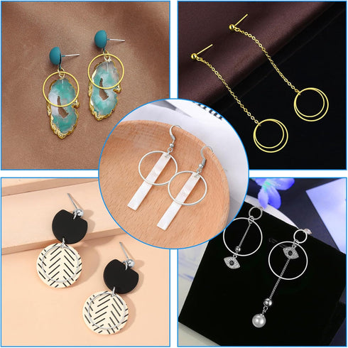 520Pcs Earring Hoops for Jewelry Making,with 120Pcs Round Beading Hoops Earring Findings Hoop Earrings and 200Pcs Earring Hooks,200Pcs Earring Bac...
