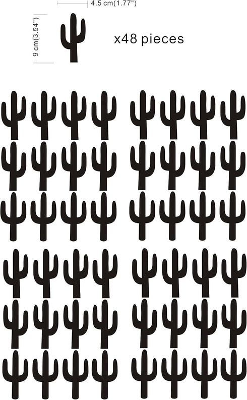JOYRESIDE 48 Pieces/Set Cactus Decals Wall Vinyl Sticker Home House Nursery Desin Cacti for Baby Kids Boy Girl Bedroom Living Room Decoration Art ...