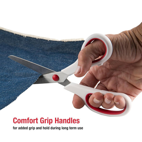 SINGER 00445 8-1/2-Inch, 3-Pack Fabric Scissors with Comfort Grip, Red & White, 3 Count...