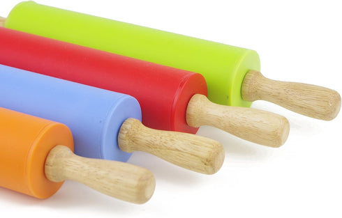 Silicone Rolling Pin for Baking Non-stick Rolling Pin Dough Roller Wooden Handle Kitchen Accessories Pastry Roller...