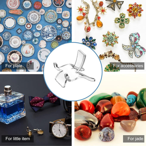 Jetec 20 Pieces Acrylic Display Holder Rock Stand Clear Display Easel Stands Pedestal Small Collectibles Display Stands for Displaying Crystal Geo...