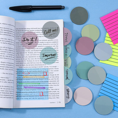 BABORUI 400Sheets Transparent Sticky Notes, Round Morandi Clear Sticky Note Tabs, Small Translucent Bible Sticky Tabs for Annotating Books, Aesthe...