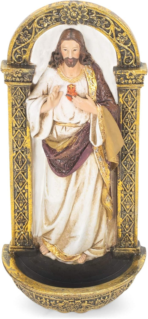 Heavenly Protectors Joseph's Studio by Roman Exclusive Sacred Heart of Jesus Holy Water Font Figurine, 7.5-Inch...