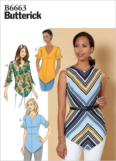Butterick B6663E5 Easy to Sew Women's Semi-Fitted Blouse Sewing Patterns Sizes 14-22 , White...
