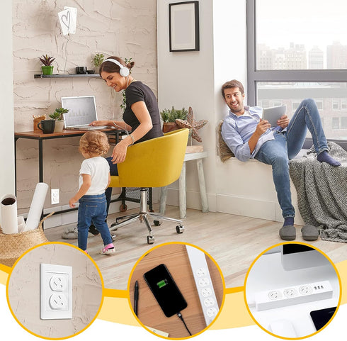 Outlet Covers (45 Pack) Self-Closing Outlet Plug Covers 3-Prong Swivel Electrical Outlet Protectors for Baby Upgraded Adhesive Installation Socket...