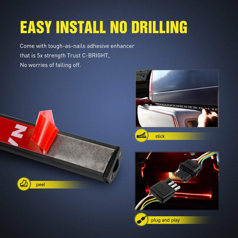 Nilight 60" Truck Tailgate Light Bar 108 LED Single Row Light Strip with Red Running Brake Lights Turn Signal White Reverse Light, 2 Years Warrant...