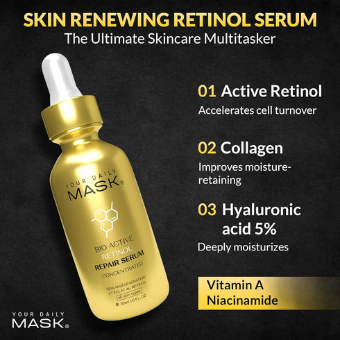 Retinol Serum for Face – Gentle Anti-Aging Serum with Retinol, Hyaluronic Acid, and Vitamin E for A More Youthful Feel – Skin Care Made to Improve...