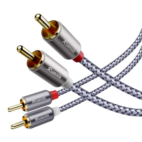 Ruaeoda 2RCA Cable 6 ft, 2RCA Male to 2RCA Male Stereo Audio Cables Shielded Braided 2RCA Stereo Cable for Home Theater, HDTV, Amplifiers, Hi-Fi S...