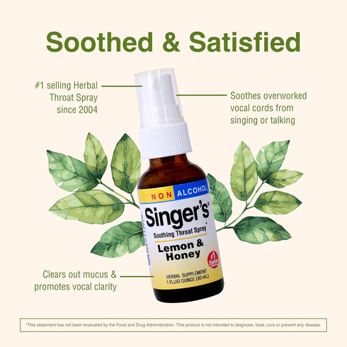 Herbs Etc. Singer's Saving Grace Lemon & Honey - Herbal Remedy Spray Aids Throat Comfort & Health - Soothing Hydrating Throat Support - Throat Rel...