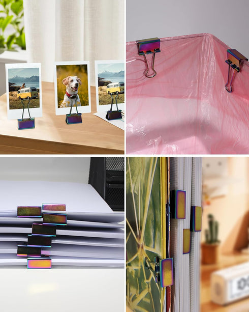 10 Pcs Rainbow Paper Clamps,Medium Binder Clips, 1 Inch Length for Office Use, Organize Files and Folders...