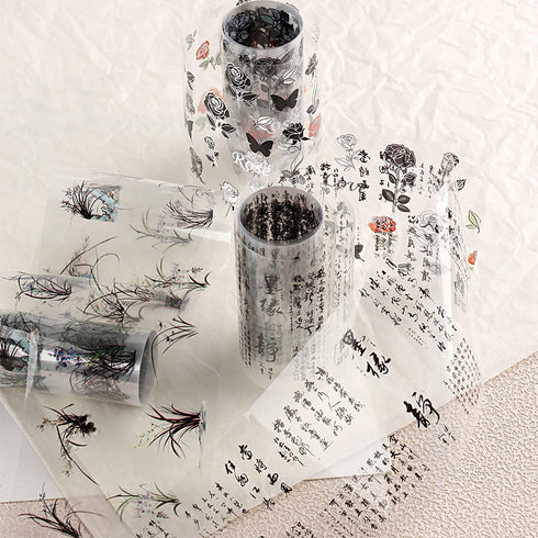 10 Rolls Traditional Chinese Style Nail Foil Transfer Stickers Ink Painting Chinese Characters Pattern Nail Foil Sheets Transfer Foils Stickers Cl...