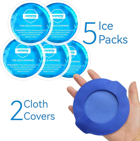 samply Small Gel Ice Packs for Boo Boos, Cold Packs for Injuries Reusable Pain Relief, Headaches and Toothaches,Eyes, Face, 5 Pack Mini Round Ice ...