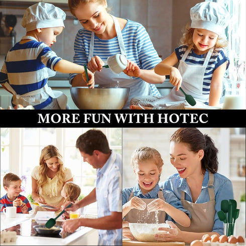 HOTEC High Heat Resistant Food Grade Silicone Rubber Spatula Set for Baking, Cooking, and Mixing Non Stick Dishwasher Safe BPA-Free Dark Green Set...