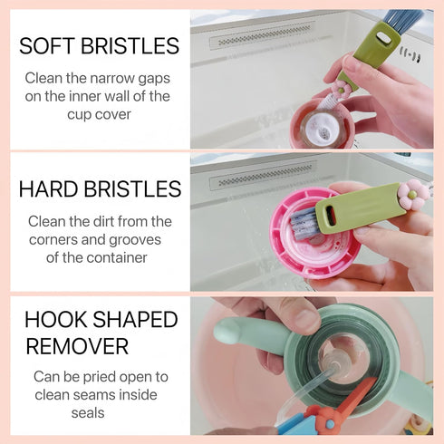 3 in 1 Cup Lid Cleaning Brush, Crevice Cleaning Brush, Cup Lid Cleaner for Bottle Gap Tight Spaces Cup, Water Bottle Lid Cleaner (3 PCS)...