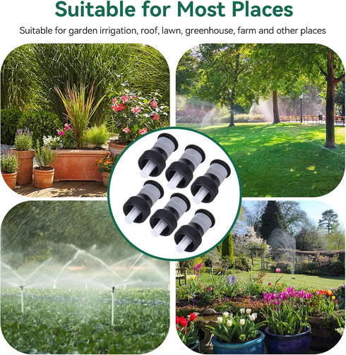6PCS Lawn Sprinkler Garden Sprinkler, 360° Rotating Buried Spray Nozzle Large Area Coverage Automatic Lawn Sprinkler Heads G1/2 Female Thread Adju...