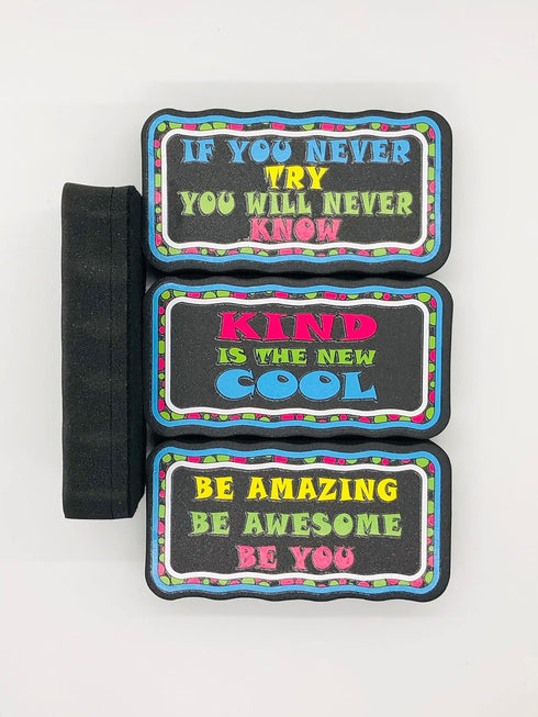 Generic JLB Sunrise Magnetic Whiteboard Eraser with Positive Messages | Pack of 4 Erasers | Great for use in Offices, Schools and Homes (Yellow)...