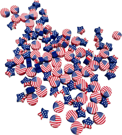 100 Pcs Polymer Clay Beads Mixed Heishi Spacer Beads Supplies for DIY Bracelet Earring Necklace Jewelry Making (American Flag)...