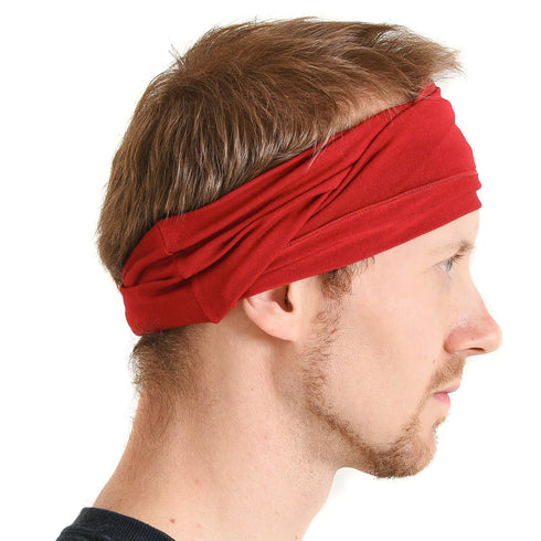CHARM Mens Head Wraps Elastic Bandana - Japanese Headband Workout Women Hair Red...
