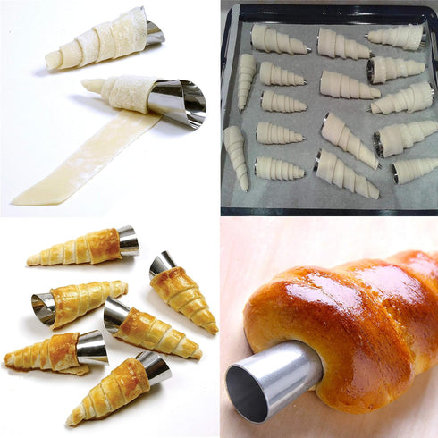 Stainless Steel Cream Horn Molds - 21 Pcs, Cannoli Form Tubes, Croissant Baking Molds with Cleaning Brush...