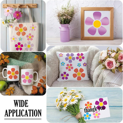 Flower Stencils for Painting on Wood, 11.8 inch Floral Daisy Stencils for Crafts Reusable Wood Burning Drawing Art Spring Paint Stencils for Wall ...