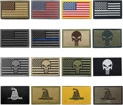 WZT Bundle 16 Pieces American Flag Tactical Morale Military Patch Set...