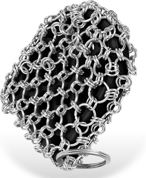 Cast Iron Scrubber Skillet Cleaner 316 Chainmail Scrubber for Cast Iron Pan, Silicone Insert Light Weight Life Time Use Herda Chain Mail Metal Scr...