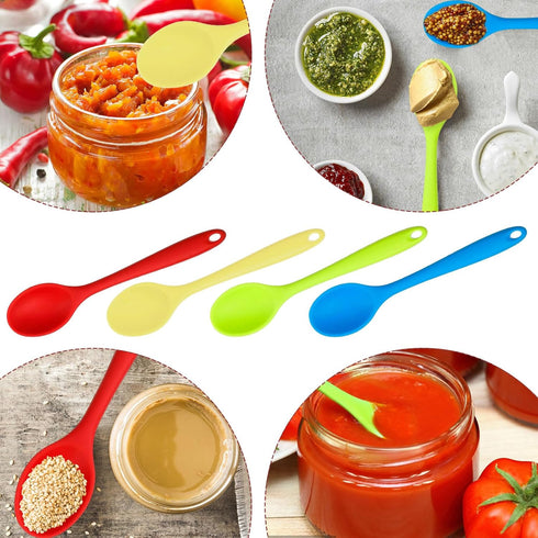4 Pcs Mixing Spoons for Cooking, 8" Small Silicone Spoons Nonstick Heat Resistant Kitchen Spoon Silicone Serving Spoon Stirring Spoon for Kitchen ...