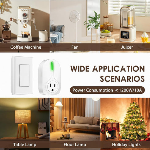 K KASONIC - Wireless Remote Control Outlet, Indoor Remote Light Switch for Plug in Lamp, Small Electrical Appliance up to 100 Feet Away, 10A/1200W...