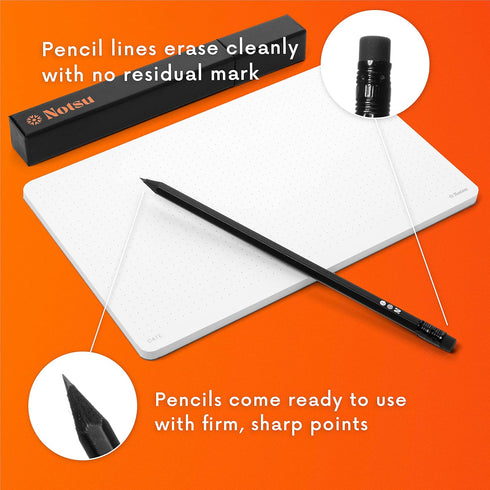 4pc Black Pencils #2 Set | All Black Wood Writing Pencils with Travel Case...