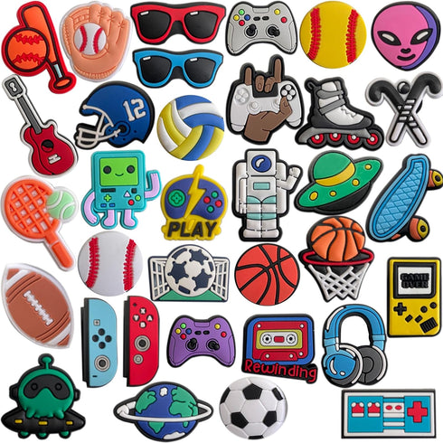 monochef Shoe Charms for Boys Teens: 35pcs Cute Shoe Decoration Charms for Shoes Bracelet Wristband Clog Sandals Party Favors Gifts Kids Adults Ba...